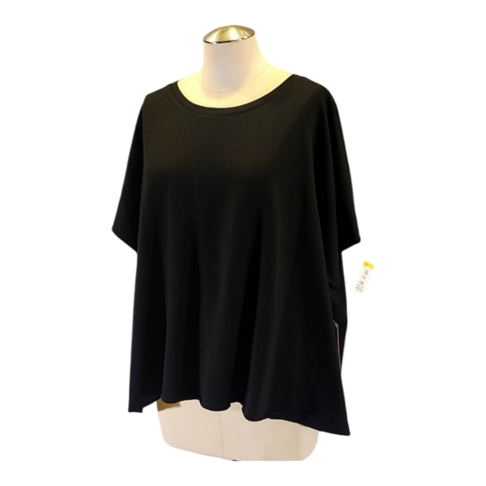 MPG Sport Black Reputation Cropped Active Knit Tee Top | TENCEL | Size 1X